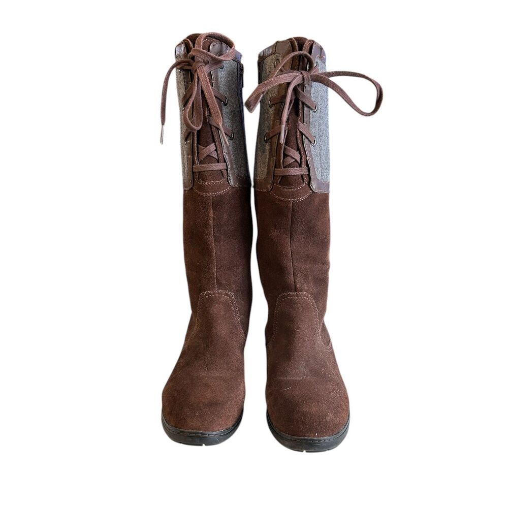 Women's Clarks Knee High Merrian Noble Brown Suede & Wool-Wide Calf  9W - Picture 3 of 8